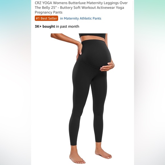 CRZ YOGA Black Maternity Leggings - Picture 1 of 1